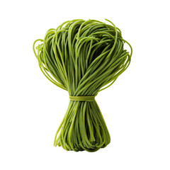 Spinach green spaghetti bundle. Isolated white background. Png format