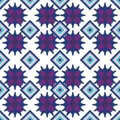 Seamless fabric pattern, Bohemian, Purple, Light Blue, White, Floral, Geometric, Antique, Native American, Cloth, Background 