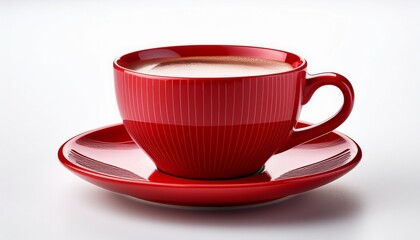 Red Coffee Cup With Simple Design Isolated On White Background