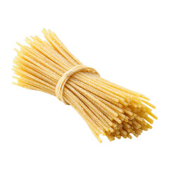 Garlic-flavored spaghetti bundle with subtle texture. Isolated white background. Png format