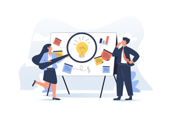 Business Workshop Concept, vector illustration. Vector cartoon illustration of a close-up group, diverse people standing