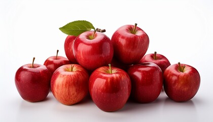 Fresh Red Apples On White Background Healthy Organic Fruit Full Of Vitamins And Natural Sweetness Concept Of Diet Freshness And Clean Eating Pile Of Fruits Isolated On White