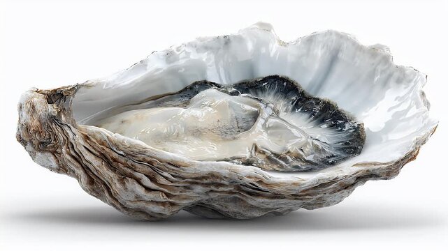 Fresh oyster in its shell, ready to be eaten, seafood delicacy.