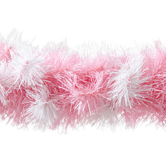 Pastel pink and white soft tinsel. Isolated white background. Png format