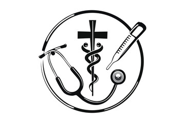 Comprehensive Medical Symbols Silhouette Circle Design Healthcare and Wellness