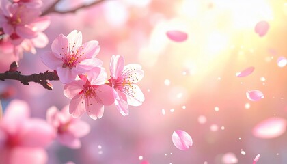 Vibrant blossom display capturing the delicate dance of petals with dreamy sunlit background