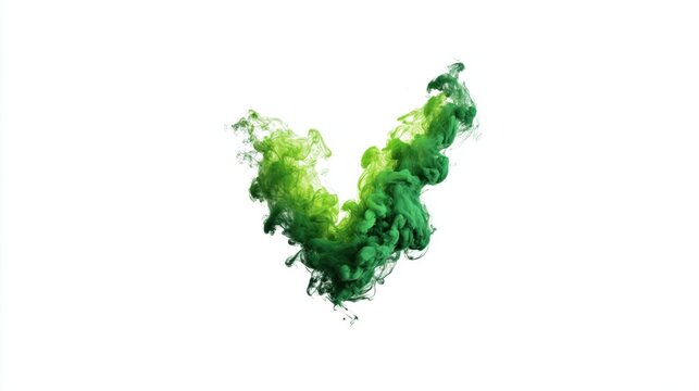 Green Smoke Checkmark Icon on White Background for Approval Visuals - Powered by Adobe