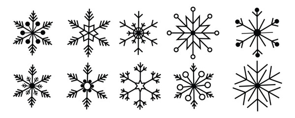 White Black Flake Border, Monochrome Snowflake Line, Bold Winter Flake Pattern