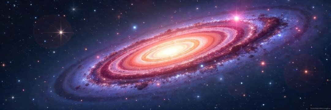 A swirling vortex of cosmic dust and light depicts the vastness and mystery of the Andromeda galaxy, a breathtaking view of endless space , outer space, deep space