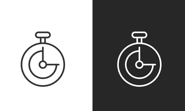 Stopwatch and Timer Line Art Icon for Measuring Time, Speed, Deadlines, and Countdown in Sports, Cooking, or Work