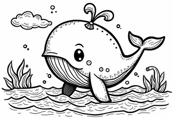 Obraz premium Cute Cartoon Whale Character 2