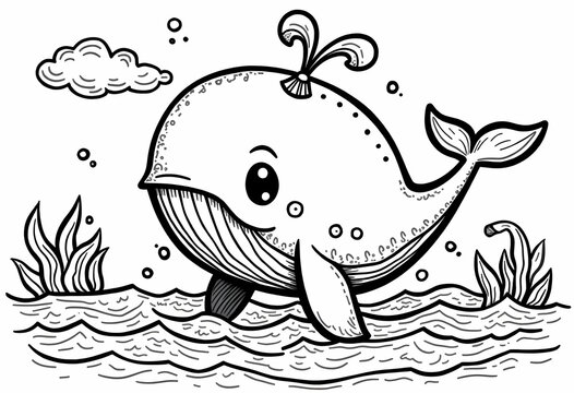 Cute Cartoon Whale Character 2