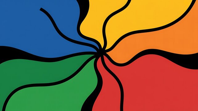 Swirling abstract pattern of blue green yellow orange and red shapes background colorful image