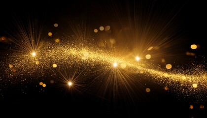 Golden Lights Shine On A Black Background With A Black Background