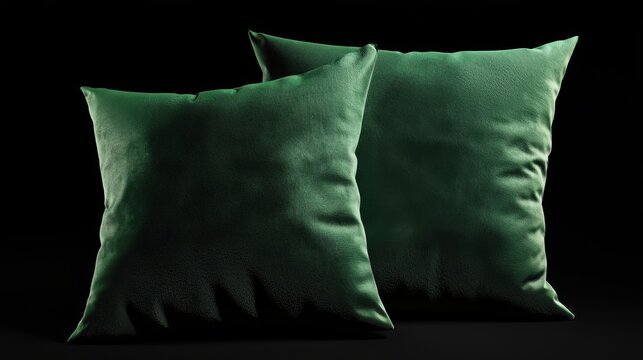 Elegant green pillows set against a black background for stylish home decor enhancement