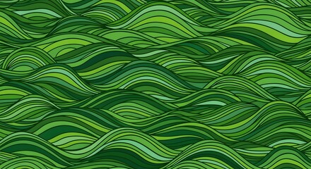 Abstract green wavy lines pattern creating a sense of movement and organic flow across the entire frame