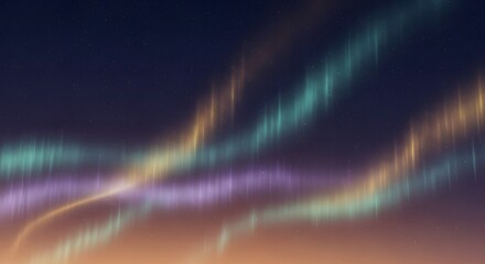 Aurora borealis with bands of light in the night sky with stars and a gradient horizon glow