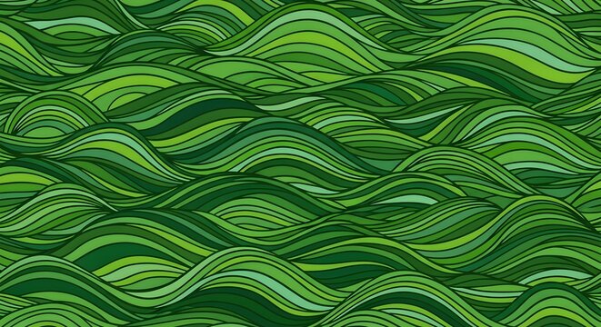 Abstract green wavy lines pattern creating a sense of movement and organic flow across the entire frame