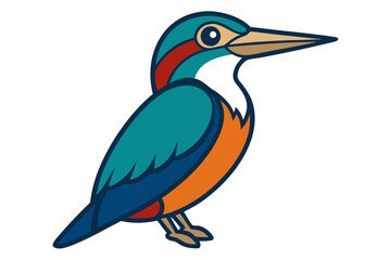 kingfisher bird vector art white background