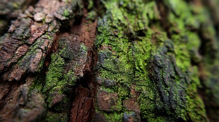 A bark and moss combination macro, rustic natural pattern