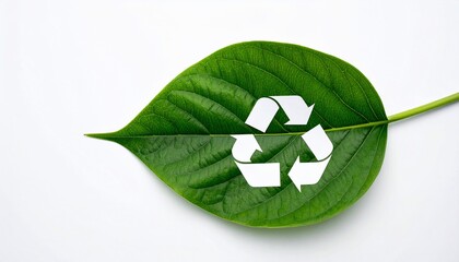 A Fresh Green Leaf Emblazoned with the Recycling Symbol, Environmental Concept