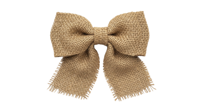 Rustic Burlap Bow Christmas Decoration on a Transparent Background, PNG Image, PNG File