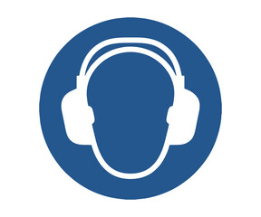 ISO 7010 M003 Wear ear protection sign illustration on transparent background. 

