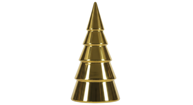  Gold metallic tiered Christmas tree decoration on a transparent background PNG image PNG file