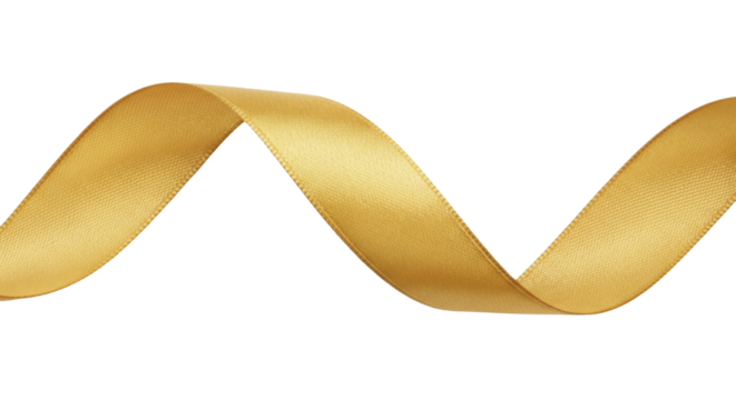 Elegant golden ribbon swirling wavy line element on a transparent background, PNG image, PNG file