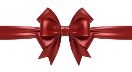 Red Satin Gift Bow and Ribbon on a Transparent Background PNG Image