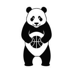 Panda bear cartoon holding basketball vector illustration on white background Vector, illustration