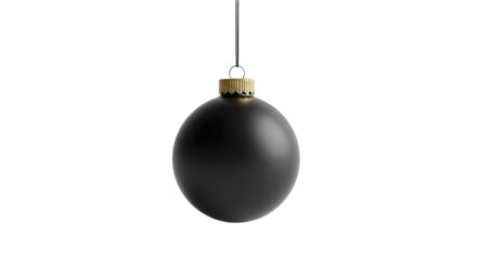 A single matte Christmas ornament hanging with gold cap on a transparent background PNG image