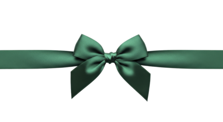 Green Christmas gift bow with ribbon on a transparent background PNG image