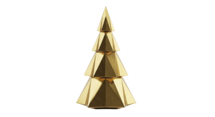 Golden geometric Christmas tree decoration on a transparent background, PNG image, PNG file