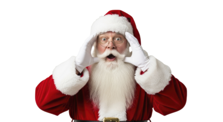 Santa Claus surprised expression on a transparent background, PNG image, PNG file