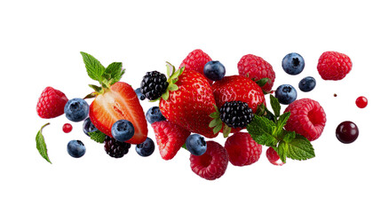 Obraz premium Dynamic Berry Blend, Flying Cut Out Elements