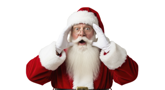 Santa Claus surprised expression on a transparent background, PNG image, PNG file