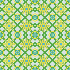 Seamless fabric pattern, Bohemian, yellow, blue, white, floral, geometric, antique, native american, cloth, black background 
