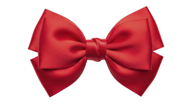 Red Christmas gift bow on a transparent background PNG image holiday season present ribbon decoration file