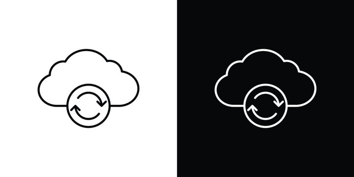 Cloud sync icons vector symbol with editable stroke lines for web designs