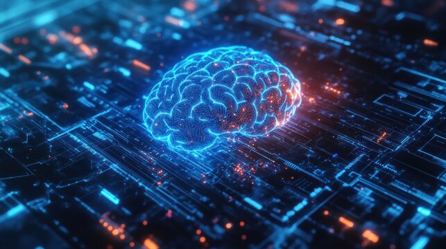 AI-powered Holographic Display with Futuristic Brain