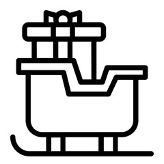 Festive sleigh carrying wrapped gift holiday cheer