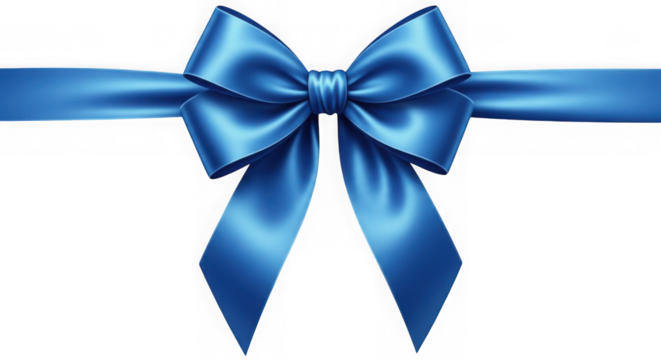 Elegant blue satin ribbon bow on a black background