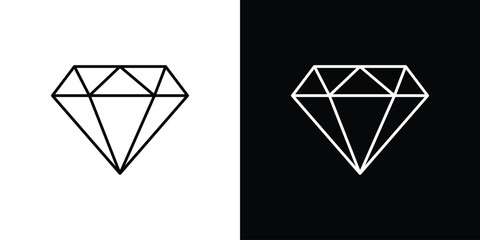 Diamond icons vector symbol with editable stroke lines for web designs
