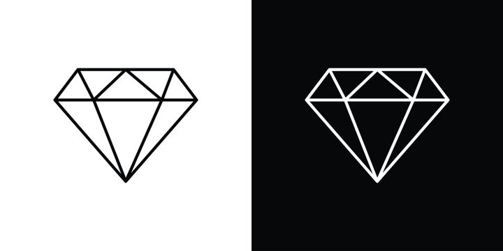Diamond icons vector symbol with editable stroke lines for web designs