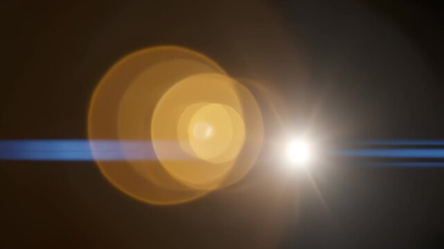 Real Shooted Cinematic Lens Flare Overlay on Black Background at 1000fps Slow Motion.