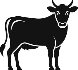 Cow full body silhouette icon, bold vector