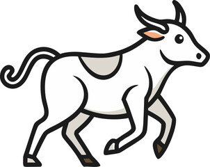 Cow running icon, clean vector line style , white background
