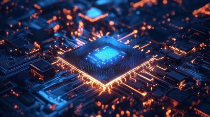 Futuristic Artificial Intelligence Chip Processing Q