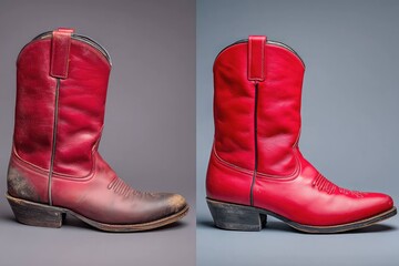 Cowboy boots in rustic setting showing worn textures and western lifestyle theme